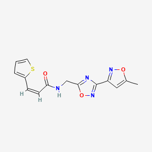 molecular formula C14H12N4O3S B2940171 (Z)-N-((3-(5-methylisoxazol-3-yl)-1,2,4-oxadiazol-5-yl)methyl)-3-(thiophen-2-yl)acrylamide CAS No. 2035008-42-3