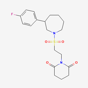 molecular formula C19H25FN2O4S B2940174 1-(2-((3-(4-Fluorophenyl)azepan-1-yl)sulfonyl)ethyl)piperidine-2,6-dione CAS No. 1797182-17-2