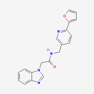 molecular formula C19H16N4O2 B2940183 2-(1H-苯并[d]咪唑-1-基)-N-((6-(呋喃-2-基)吡啶-3-基)甲基)乙酰胺 CAS No. 2034580-35-1