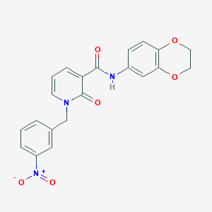 molecular formula C21H17N3O6 B2940184 N-(2,3-dihydro-1,4-benzodioxin-6-yl)-1-[(3-nitrophenyl)methyl]-2-oxo-1,2-dihydropyridine-3-carboxamide CAS No. 946222-69-1