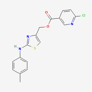 molecular formula C17H14ClN3O2S B2940187 [2-(4-Methylanilino)-1,3-thiazol-4-yl]methyl 6-chloropyridine-3-carboxylate CAS No. 877827-58-2
