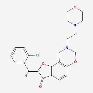 molecular formula C23H23ClN2O4 B2940189 (Z)-2-(2-chlorobenzylidene)-8-(2-morpholinoethyl)-8,9-dihydro-2H-benzofuro[7,6-e][1,3]oxazin-3(7H)-one CAS No. 929440-84-6