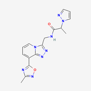 N-((8-(3-methyl-1,2,4-oxadiazol-5-yl)-[1,2,4]triazolo[4,3-a]pyridin-3-yl)methyl)-2-(1H-pyrazol-1-yl)propanamide