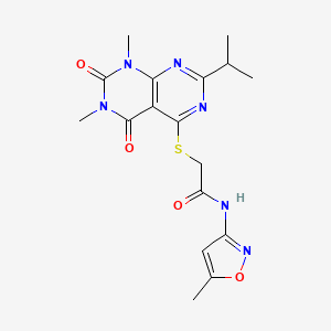 2-(1,3-dimethyl-2,4-dioxo-7-propan-2-ylpyrimido[4,5-d]pyrimidin-5-yl)sulfanyl-N-(5-methyl-1,2-oxazol-3-yl)acetamide