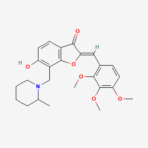 molecular formula C25H29NO6 B2940206 (Z)-6-hydroxy-7-((2-methylpiperidin-1-yl)methyl)-2-(2,3,4-trimethoxybenzylidene)benzofuran-3(2H)-one CAS No. 859132-31-3