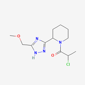 molecular formula C12H19ClN4O2 B2940208 2-Chloro-1-[2-[5-(methoxymethyl)-1H-1,2,4-triazol-3-yl]piperidin-1-yl]propan-1-one CAS No. 2411217-46-2