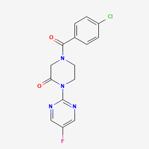 molecular formula C15H12ClFN4O2 B2940217 4-(4-Chlorobenzoyl)-1-(5-fluoropyrimidin-2-yl)piperazin-2-one CAS No. 2320582-86-1