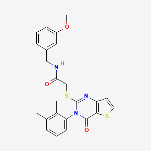 molecular formula C24H23N3O3S2 B2940223 2-{[3-(2,3-dimethylphenyl)-4-oxo-3,4-dihydrothieno[3,2-d]pyrimidin-2-yl]sulfanyl}-N-(3-methoxybenzyl)acetamide CAS No. 1291860-60-0