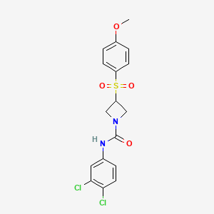 molecular formula C17H16Cl2N2O4S B2940224 N-(3,4-二氯苯基)-3-((4-甲氧基苯基)磺酰基)氮杂环丁烷-1-甲酰胺 CAS No. 1797631-42-5