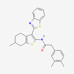 molecular formula C26H26N2OS2 B2940227 N-(3-(benzo[d]thiazol-2-yl)-6-methyl-4,5,6,7-tetrahydrobenzo[b]thiophen-2-yl)-2-(3,4-dimethylphenyl)acetamide CAS No. 921861-92-9