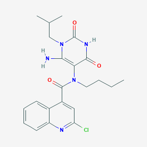 molecular formula C22H26ClN5O3 B2940228 N-[6-amino-1-(2-methylpropyl)-2,4-dioxo-1,2,3,4-tetrahydropyrimidin-5-yl]-N-butyl-2-chloroquinoline-4-carboxamide CAS No. 1090985-22-0