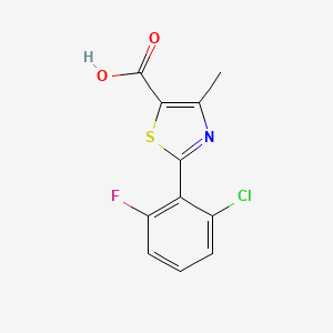 molecular formula C11H7ClFNO2S B2940234 2-(2-Chloro-6-fluorophenyl)-4-methyl-1,3-thiazole-5-carboxylic acid CAS No. 927974-21-8