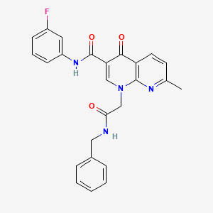 molecular formula C25H21FN4O3 B2940238 1-(2-(苄氨基)-2-氧代乙基)-N-(3-氟苯基)-7-甲基-4-氧代-1,4-二氢-1,8-萘啶-3-甲酰胺 CAS No. 1251705-78-8