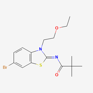 molecular formula C16H21BrN2O2S B2940240 (Z)-N-(6-bromo-3-(2-ethoxyethyl)benzo[d]thiazol-2(3H)-ylidene)pivalamide CAS No. 865162-86-3