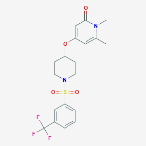 molecular formula C19H21F3N2O4S B2940262 1,6-dimethyl-4-((1-((3-(trifluoromethyl)phenyl)sulfonyl)piperidin-4-yl)oxy)pyridin-2(1H)-one CAS No. 2034430-80-1