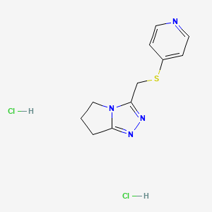 molecular formula C11H14Cl2N4S B2940273 3-((pyridin-4-ylthio)methyl)-6,7-dihydro-5H-pyrrolo[2,1-c][1,2,4]triazole dihydrochloride CAS No. 2310139-93-4