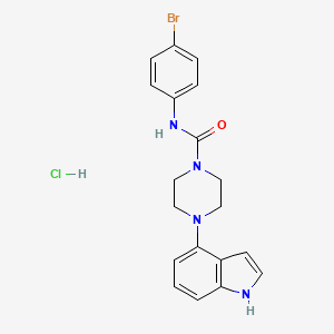 molecular formula C19H20BrClN4O B2940278 1-Piperazinecarboxamide,n-(4-bromophenyl)-4-(1h-indol-4-yl)-,hydrochloride CAS No. 256458-82-9