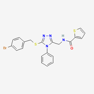 molecular formula C21H17BrN4OS2 B2940281 N-((5-((4-bromobenzyl)thio)-4-phenyl-4H-1,2,4-triazol-3-yl)methyl)thiophene-2-carboxamide CAS No. 392685-27-7