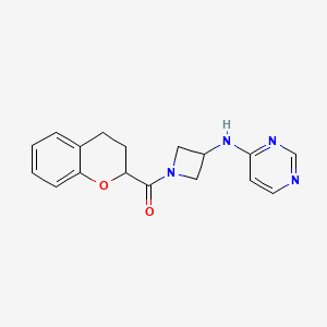 molecular formula C17H18N4O2 B2940286 N-[1-(3,4-二氢-2H-1-苯并吡喃-2-羰基)氮杂环丁-3-基]嘧啶-4-胺 CAS No. 2097868-68-1