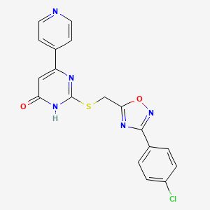 molecular formula C18H12ClN5O2S B2940298 2-({[3-(4-Chlorophenyl)-1,2,4-oxadiazol-5-yl]methyl}sulfanyl)-6-(4-pyridyl)-4-pyrimidinol CAS No. 1226439-80-0