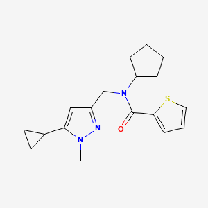 N-cyclopentyl-N-((5-cyclopropyl-1-methyl-1H-pyrazol-3-yl)methyl)thiophene-2-carboxamide