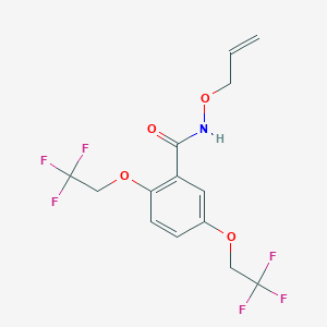 molecular formula C14H13F6NO4 B2940310 N-(allyloxy)-2,5-bis(2,2,2-trifluoroethoxy)benzenecarboxamide CAS No. 338395-01-0