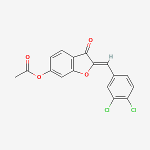 molecular formula C17H10Cl2O4 B2940311 (Z)-2-(3,4-dichlorobenzylidene)-3-oxo-2,3-dihydrobenzofuran-6-yl acetate CAS No. 622358-38-7