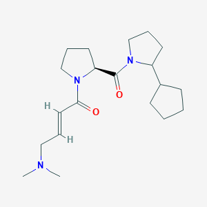 molecular formula C20H33N3O2 B2940316 (E)-1-[(2S)-2-(2-Cyclopentylpyrrolidine-1-carbonyl)pyrrolidin-1-yl]-4-(dimethylamino)but-2-en-1-one CAS No. 2223617-53-4