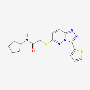 molecular formula C16H17N5OS2 B2940326 N-cyclopentyl-2-[(3-thiophen-2-yl-[1,2,4]triazolo[4,3-b]pyridazin-6-yl)sulfanyl]acetamide CAS No. 868966-74-9
