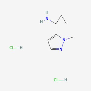 molecular formula C7H13Cl2N3 B2940329 1-(2-Methylpyrazol-3-yl)cyclopropan-1-amine;dihydrochloride CAS No. 2408958-65-4