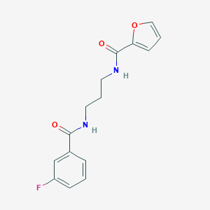 molecular formula C15H15FN2O3 B294033 N-{3-[(3-fluorobenzoyl)amino]propyl}-2-furamide 