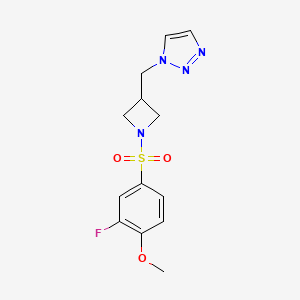molecular formula C13H15FN4O3S B2940333 1-[[1-(3-Fluoro-4-methoxyphenyl)sulfonylazetidin-3-yl]methyl]triazole CAS No. 2310010-59-2