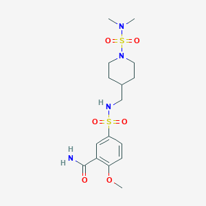 molecular formula C16H26N4O6S2 B2940342 5-(N-((1-(N,N-dimethylsulfamoyl)piperidin-4-yl)methyl)sulfamoyl)-2-methoxybenzamide CAS No. 2034458-47-2