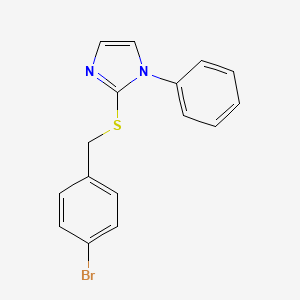 molecular formula C16H13BrN2S B2940346 4-溴苄基 1-苯基-1H-咪唑-2-基硫醚 CAS No. 478046-27-4
