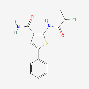 molecular formula C14H13ClN2O2S B2940353 2-(2-Chloropropanamido)-5-phenylthiophene-3-carboxamide CAS No. 1607265-60-0