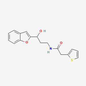 molecular formula C17H17NO3S B2940389 N-(3-(benzofuran-2-yl)-3-hydroxypropyl)-2-(thiophen-2-yl)acetamide CAS No. 1448128-81-1