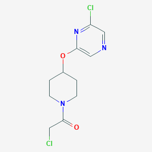 molecular formula C11H13Cl2N3O2 B2940405 2-Chloro-1-[4-(6-chloropyrazin-2-yl)oxypiperidin-1-yl]ethanone CAS No. 2411253-49-9