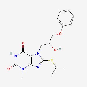 molecular formula C18H22N4O4S B2940408 7-(2-hydroxy-3-phenoxypropyl)-8-(isopropylthio)-3-methyl-1H-purine-2,6(3H,7H)-dione CAS No. 331675-49-1