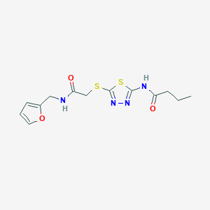 molecular formula C13H16N4O3S2 B2940434 N-[5-[2-(furan-2-ylmethylamino)-2-oxoethyl]sulfanyl-1,3,4-thiadiazol-2-yl]butanamide CAS No. 868976-24-3
