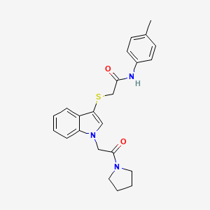 molecular formula C23H25N3O2S B2940442 2-((1-(2-oxo-2-(pyrrolidin-1-yl)ethyl)-1H-indol-3-yl)thio)-N-(p-tolyl)acetamide CAS No. 877658-68-9
