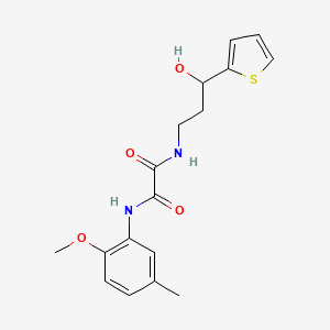 molecular formula C17H20N2O4S B2940452 N1-(3-hydroxy-3-(thiophen-2-yl)propyl)-N2-(2-methoxy-5-methylphenyl)oxalamide CAS No. 1421524-11-9