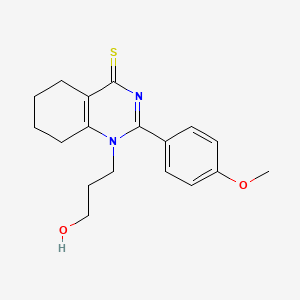 molecular formula C18H22N2O2S B2940461 1-(3-Hydroxypropyl)-2-(4-methoxyphenyl)-5,6,7,8-tetrahydroquinazoline-4-thione CAS No. 342596-66-1