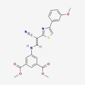 molecular formula C23H19N3O5S B2940463 (E)-二甲基 5-((2-氰基-2-(4-(3-甲氧苯基)噻唑-2-基)乙烯基)氨基)间苯二甲酸酯 CAS No. 796877-50-4