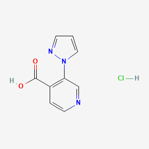 molecular formula C9H8ClN3O2 B2940466 3-(1H-pyrazol-1-yl)pyridine-4-carboxylic acid hydrochloride CAS No. 2138565-85-0