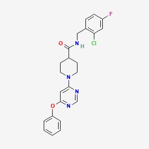 molecular formula C23H22ClFN4O2 B2940467 N-(2-chloro-4-fluorobenzyl)-1-(6-phenoxypyrimidin-4-yl)piperidine-4-carboxamide CAS No. 1251573-36-0