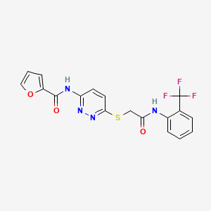 N-(6-((2-oxo-2-((2-(trifluoromethyl)phenyl)amino)ethyl)thio)pyridazin-3-yl)furan-2-carboxamide