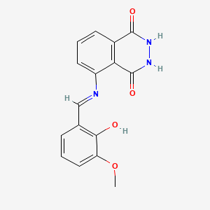 molecular formula C16H13N3O4 B2940482 (E)-5-((2-hydroxy-3-methoxybenzylidene)amino)-2,3-dihydrophthalazine-1,4-dione CAS No. 311315-46-5