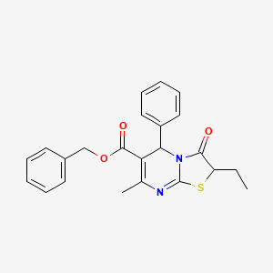 molecular formula C23H22N2O3S B2940484 benzyl 2-ethyl-7-methyl-3-oxo-5-phenyl-2,3-dihydro-5H-[1,3]thiazolo[3,2-a]pyrimidine-6-carboxylate CAS No. 620554-60-1