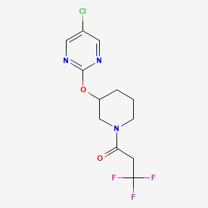 molecular formula C12H13ClF3N3O2 B2940488 1-(3-((5-Chloropyrimidin-2-yl)oxy)piperidin-1-yl)-3,3,3-trifluoropropan-1-one CAS No. 2034398-68-8