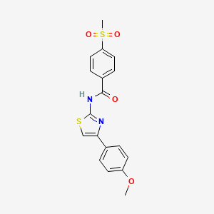 molecular formula C18H16N2O4S2 B2940491 N-(4-(4-甲氧基苯基)噻唑-2-基)-4-(甲基磺酰基)苯甲酰胺 CAS No. 796110-07-1
